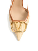 Valentino Garavani V Logo Signature Leather Slingback Pumps