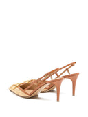 Valentino Garavani V Logo Signature Leather Slingback Pumps