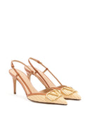 Valentino Garavani V Logo Signature Leather Slingback Pumps