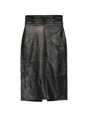 Elisabetta Franchi Leather Midi Skirt