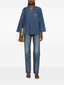 Camicetta in denim con logo V Valentino
