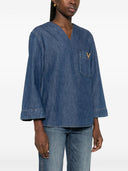 Camicetta in denim con logo V Valentino