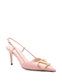 Valentino Garavani V Logo Signature Leather Slingback Pumps
