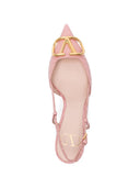 Valentino Garavani V Logo Signature Leather Slingback Pumps