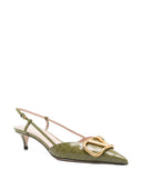 Décolleté slingback in pelle con logo V Valentino Garavani