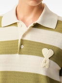 Ami Paris Ami De Coeur Striped Polo Shirt
