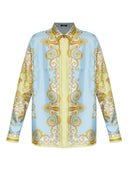 Camicia in seta con stampa Barocco di Versace