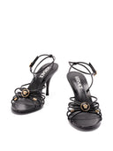 Versace Opera Sandali con tacco in pelle con fiocco