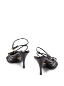 Versace Opera Sandali con tacco in pelle con fiocco