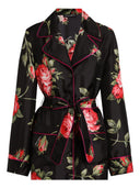 Camicia in seta con stampa bouquet di rose Dolce & Gabbana