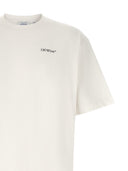 Baumwoll-T-Shirt mit halbem Pfeil in gebrochenem Weiß