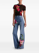 Alice + Olivia Embroidered Denim Jeans