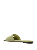 Dolce & Gabbana Dg Logo Leather Flat Sandals