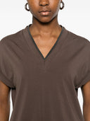 Brunello Cucinelli Baumwoll-T-Shirt mit V-Ausschnitt