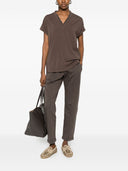 Brunello Cucinelli Baumwoll-T-Shirt mit V-Ausschnitt