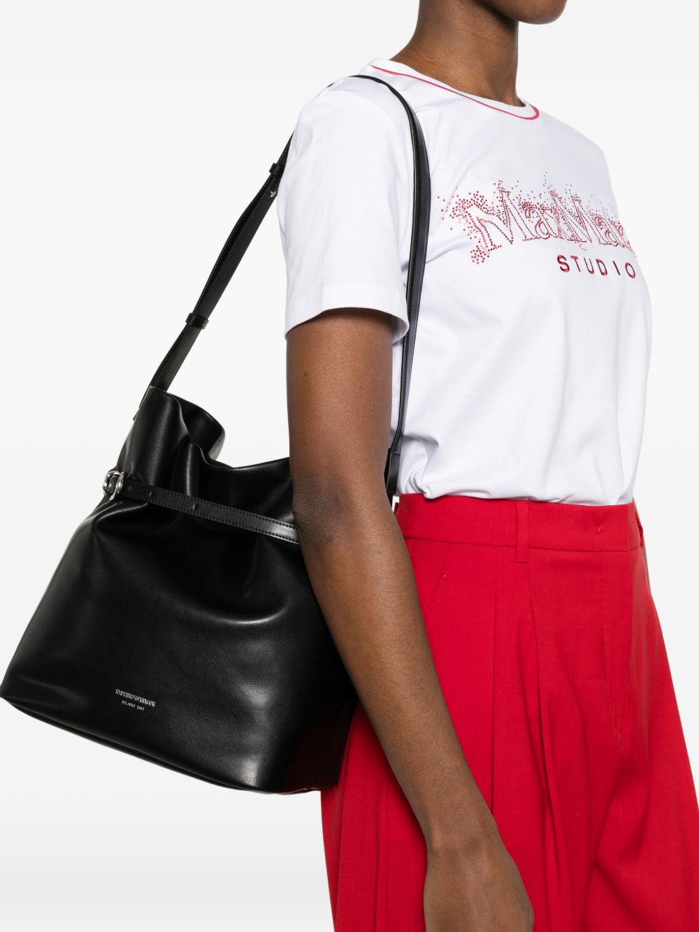 Emporio Armani middelgrote leren emmertas