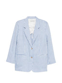 White Sand Linen Blend Single Breasted Jacket