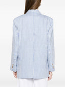 White Sand Linen Blend Single Breasted Jacket