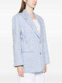 White Sand Linen Blend Single Breasted Jacket