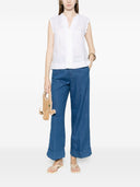 Pantaloni In Misto Cotone E Lino Bianco Sabbia