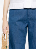 Pantaloni In Misto Cotone E Lino Bianco Sabbia