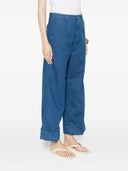 Pantaloni In Misto Cotone E Lino Bianco Sabbia
