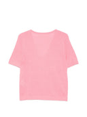 Geschlossener Pullover aus Leinen und Baumwolle mit V-Ausschnitt