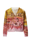 Cardigan in seta stampata di Versace