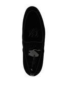 Giorgio Armani Embroidered Logo Velvet Loafers
