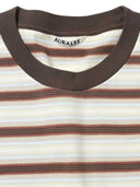 Auralee gestreiftes Baumwoll-T-Shirt