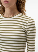 Geschlossener, gestreifter Pullover aus Baumwollmischung