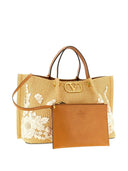 Valentino Garavani V Logo Signature Medium Rafia Tote