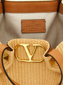 Valentino Garavani V Logo Signature Medium Rafia Tote