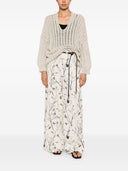 White Sand Printed Wide Leg Trousers
