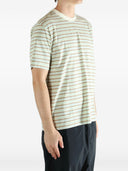 Auralee gestreiftes Baumwoll-T-Shirt