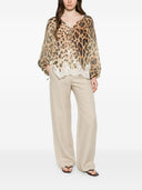 Ermanno Firenze Lace Detail Printed Blouse