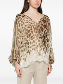 Ermanno Firenze Lace Detail Printed Blouse