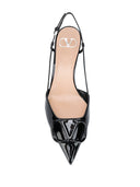 Valentino Garavani V Logo Signature Leather Slingback Pumps