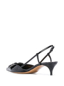 Valentino Garavani V Logo Signature Leather Slingback Pumps