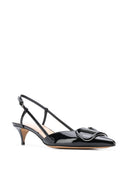 Valentino Garavani V Logo Signature Leather Slingback Pumps