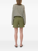 Shorts Chiusi In Cotone E Lino