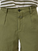 Shorts Chiusi In Cotone E Lino