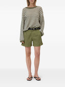 Shorts Chiusi In Cotone E Lino
