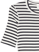 Geschlossener, gestreifter Pullover aus Baumwollmischung