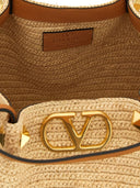 Valentino Garavani V Logo Signature Medium Rafia Tote