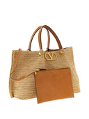 Valentino Garavani V Logo Signature Medium Rafia Tote