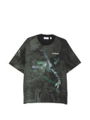Off-White-T-Shirt mit dunkler Malerei