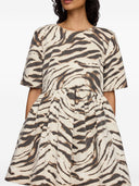 Ganni Zebra Print Cotton Mini Dress