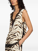 Ganni Zevra Print V Necked Top
