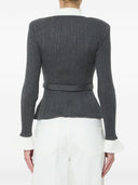 Self Portrait Belted Ribbed Cardigan
